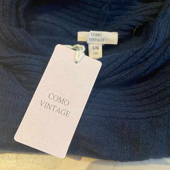 Como Vintage Women BNWT navy blue knit sweater New sz Large turtleneck - Picture 5 of 6